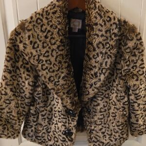 Leopard Print Faux Fur Coat